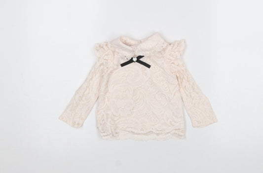 River Island Girls Ivory Lace Long Sleeve Blouse 6-9 Months Formal Party Top