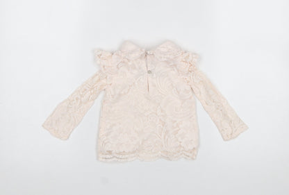 River Island Girls Ivory Lace Long Sleeve Blouse 6-9 Months Formal Party Top