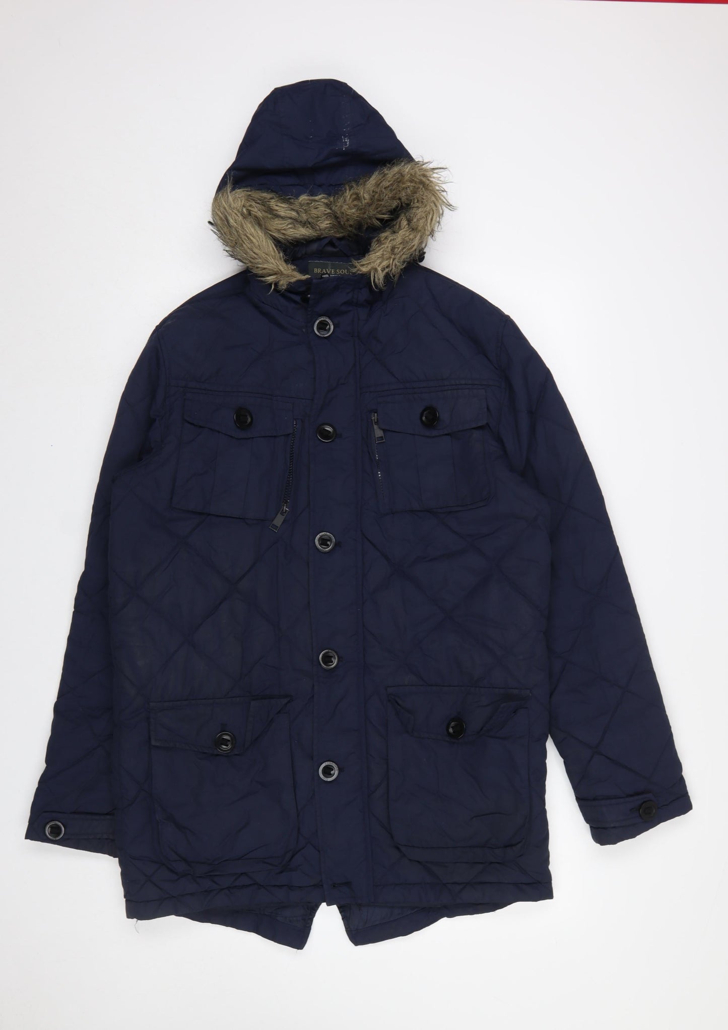 Mens UK Size M Brave Soul Blue Parka Coat