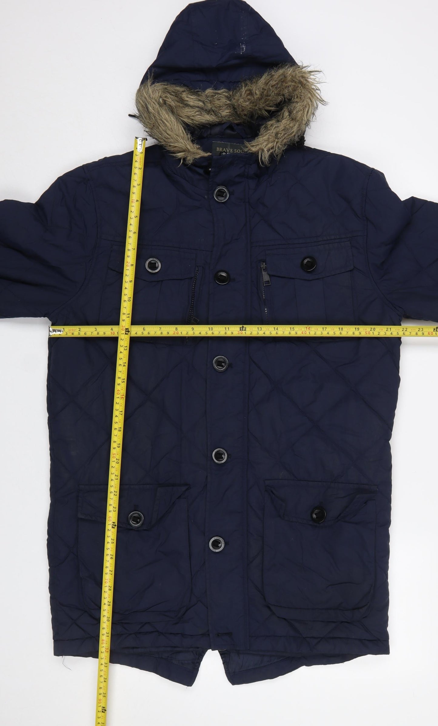 Mens UK Size M Brave Soul Blue Parka Coat