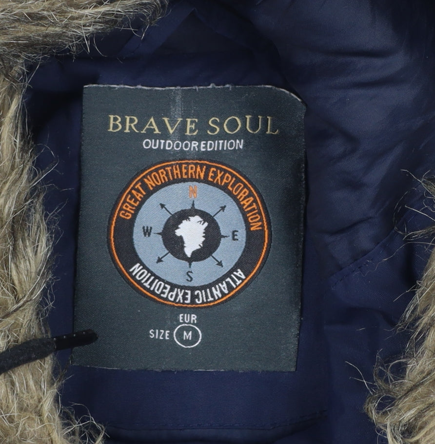 Mens UK Size M Brave Soul Blue Parka Coat
