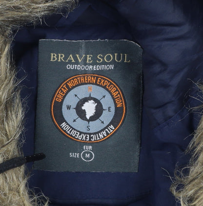 Mens UK Size M Brave Soul Blue Parka Coat