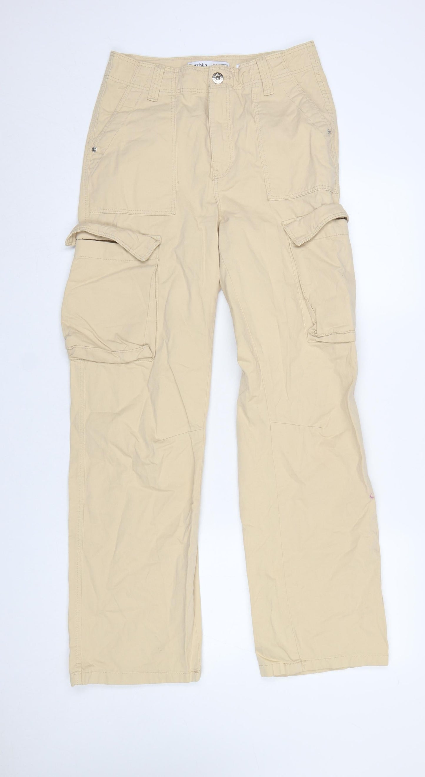 Womens UK Size 8 Bershka Regular Fit Cargo Beige Trousers