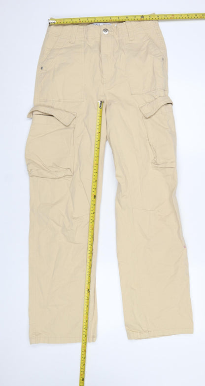 Womens UK Size 8 Bershka Regular Fit Cargo Beige Trousers