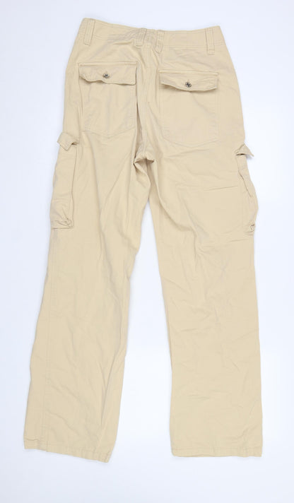 Womens UK Size 8 Bershka Regular Fit Cargo Beige Trousers