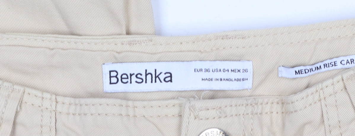 Womens UK Size 8 Bershka Regular Fit Cargo Beige Trousers