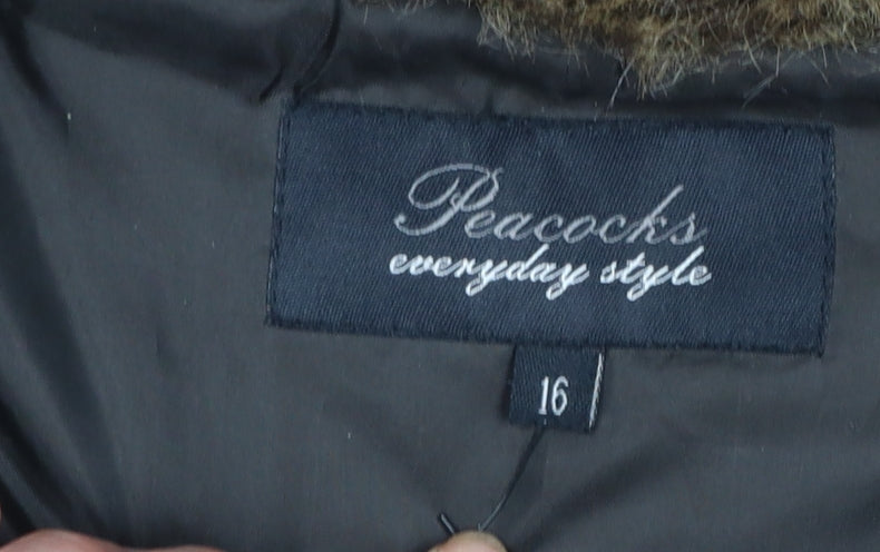 Womens UK Size 16 Peacocks Brown Parka Coat