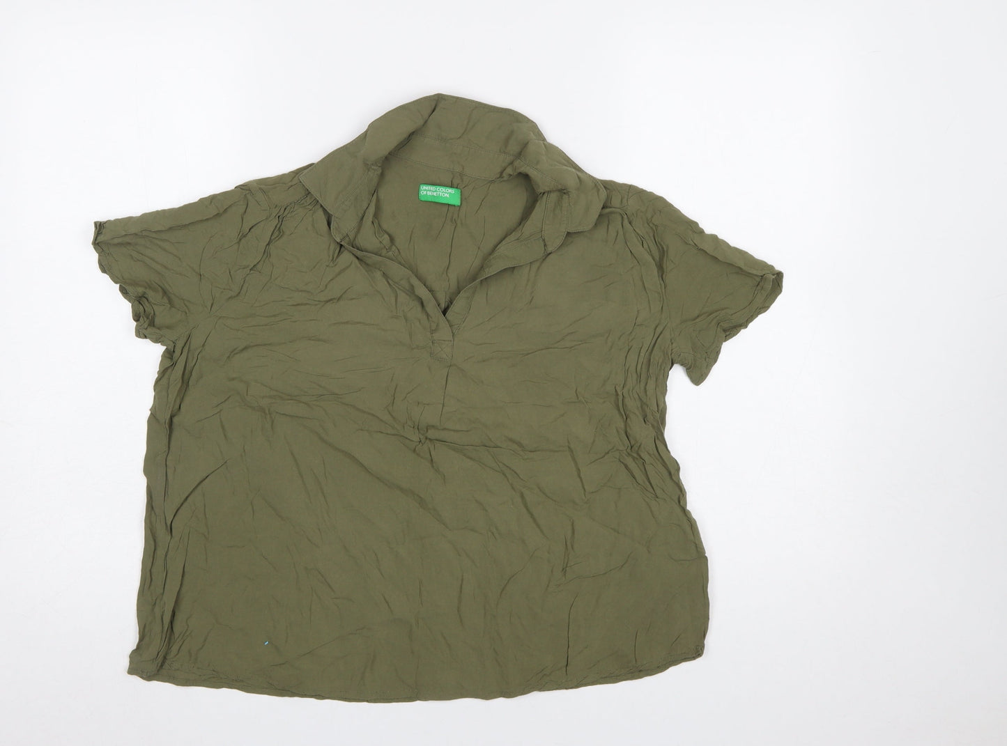 Womens UK Size 12 United Colors of Benetton Green Basic Blouse