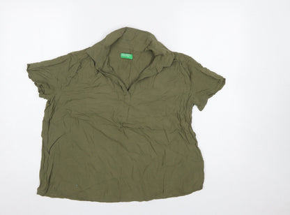 Womens UK Size 12 United Colors of Benetton Green Basic Blouse