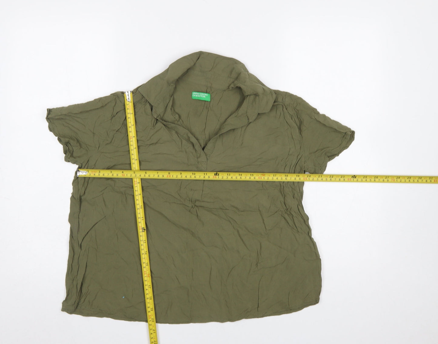 Womens UK Size 12 United Colors of Benetton Green Basic Blouse