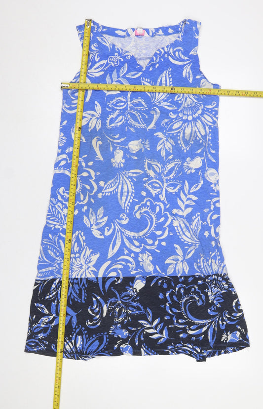 Julipa Women’s Blue Floral Sleeveless Knee Length Shift Dress Size 12