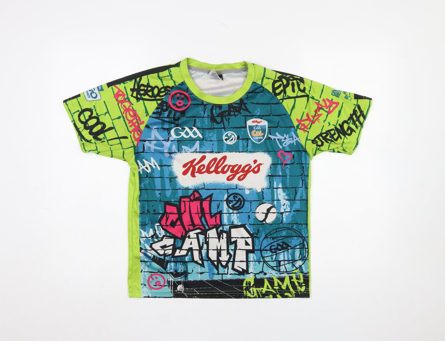 Azzurri Boys Green Multicoloured Short Sleeve Crew Neck Graphic T-Shirt 4 Years