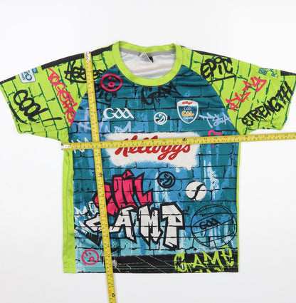 Azzurri Boys Green Multicoloured Short Sleeve Crew Neck Graphic T-Shirt 4 Years