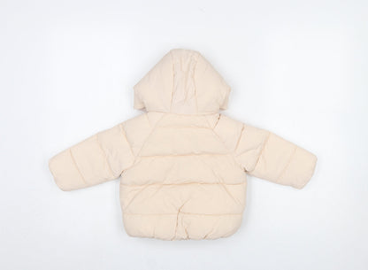 Marks and Spencer Unisex Baby Beige Puffer Jacket 9-12 Months Hooded Lined Winter Coat