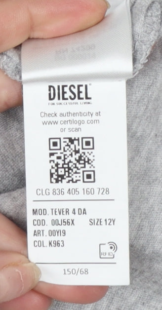 Boys UK Size 12 Years Diesel Grey Basic T-Shirt