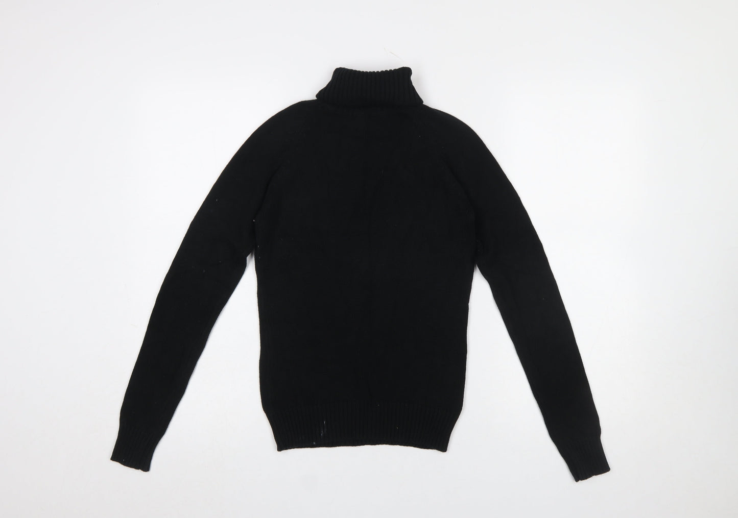 ZARA Women Black Roll Neck Slim Fit Long Sleeve Cotton Jumper S