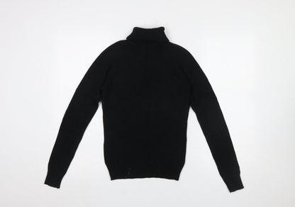 ZARA Women Black Roll Neck Slim Fit Long Sleeve Cotton Jumper S