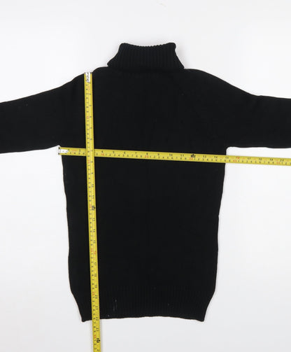 ZARA Women Black Roll Neck Slim Fit Long Sleeve Cotton Jumper S