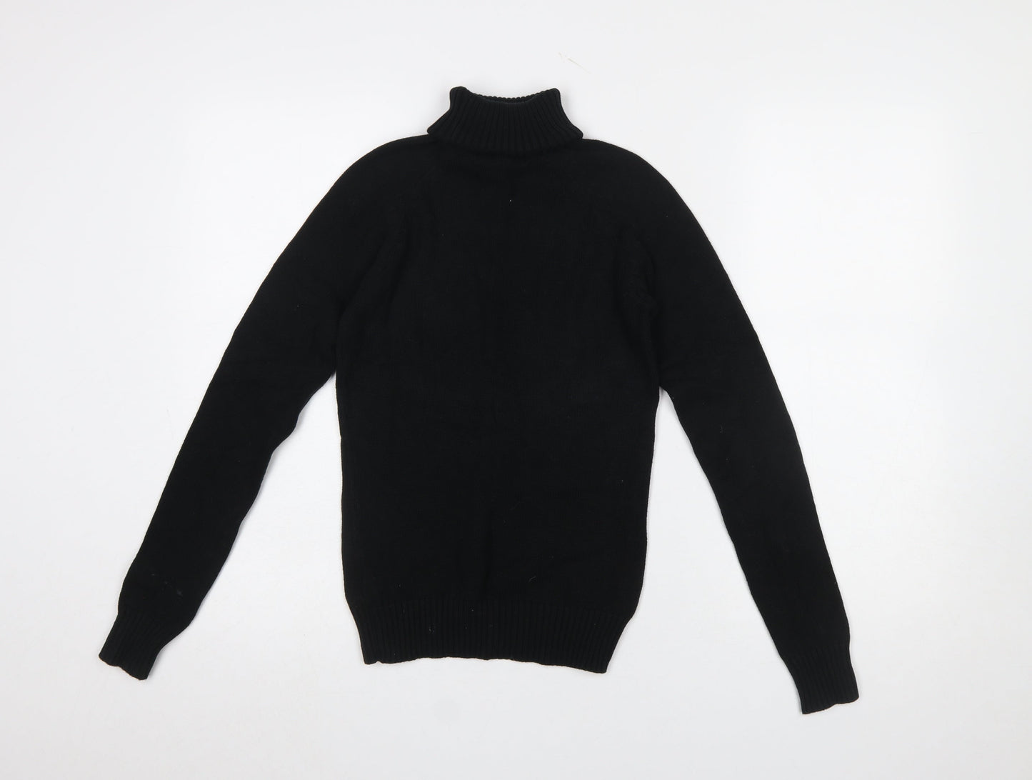 ZARA Women Black Roll Neck Slim Fit Long Sleeve Cotton Jumper S