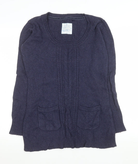 Womens UK Size 12 Fat Face Blue Pullover Jumper