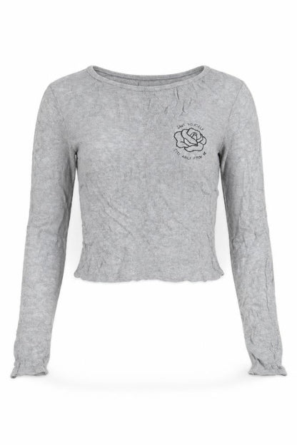 Womens UK Size 12 Pull&Bear Grey Cropped T-Shirt