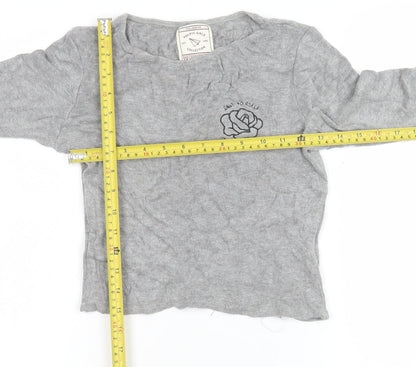Womens UK Size 12 Pull&Bear Grey Cropped T-Shirt