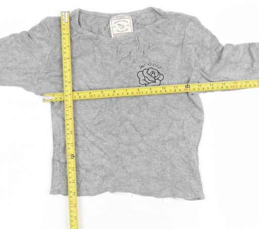 Womens UK Size 12 Pull&Bear Grey Cropped T-Shirt
