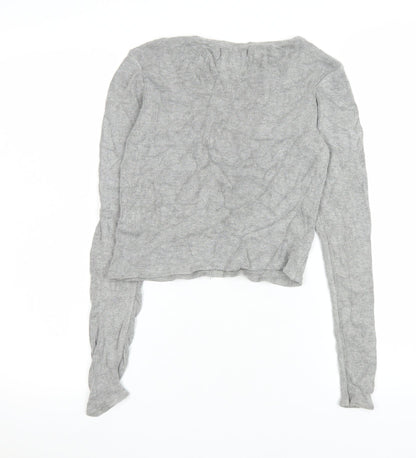 Womens UK Size 12 Pull&Bear Grey Cropped T-Shirt