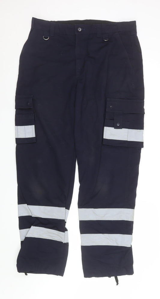 Mens UK Size 36 Tailored Image Regular Fit Cargo Blue Trousers
