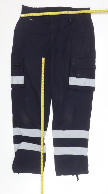 Mens UK Size 36 Tailored Image Regular Fit Cargo Blue Trousers