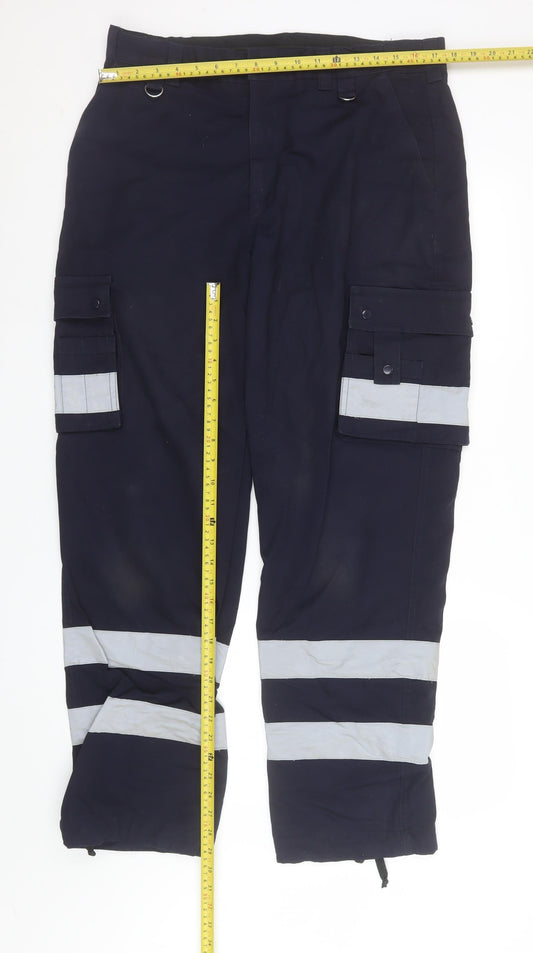 Mens UK Size 36 Tailored Image Regular Fit Cargo Blue Trousers