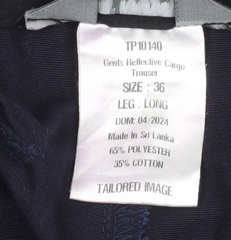 Mens UK Size 36 Tailored Image Regular Fit Cargo Blue Trousers