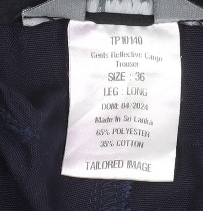 Mens UK Size 36 Tailored Image Regular Fit Cargo Blue Trousers