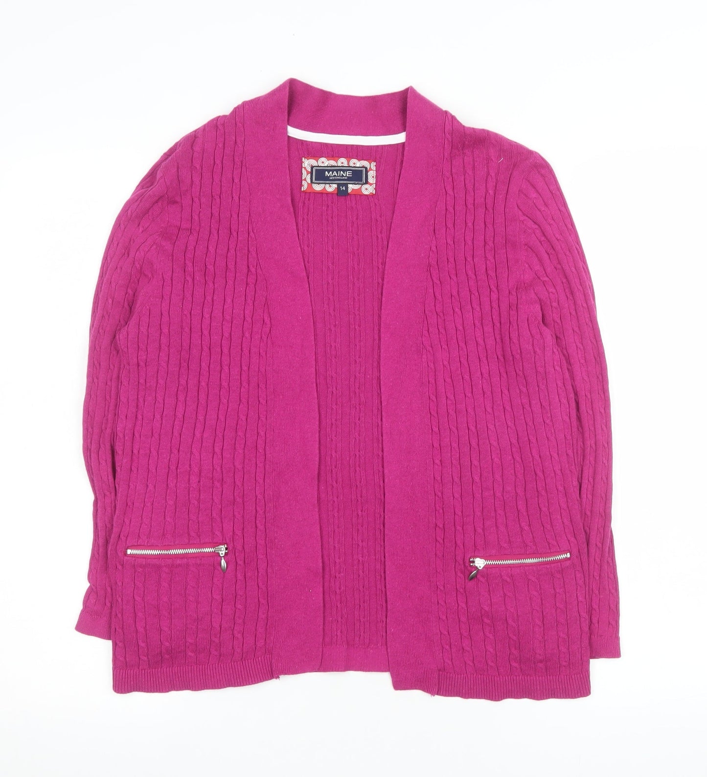 Womens UK Size 14 Maine New England Pink Cardigan Jumper