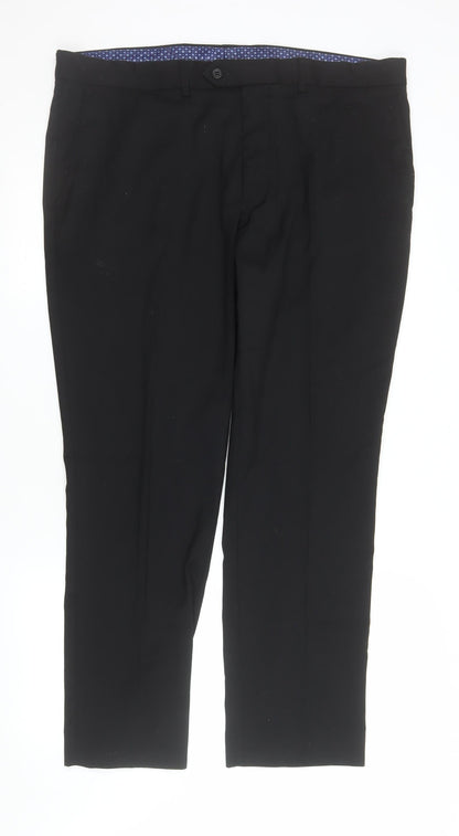 Mens UK Size 38 in St Bernard for Dunnes Stores Regular Fit Dress Pants Black Tr