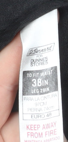 Mens UK Size 38 in St Bernard for Dunnes Stores Regular Fit Dress Pants Black Tr