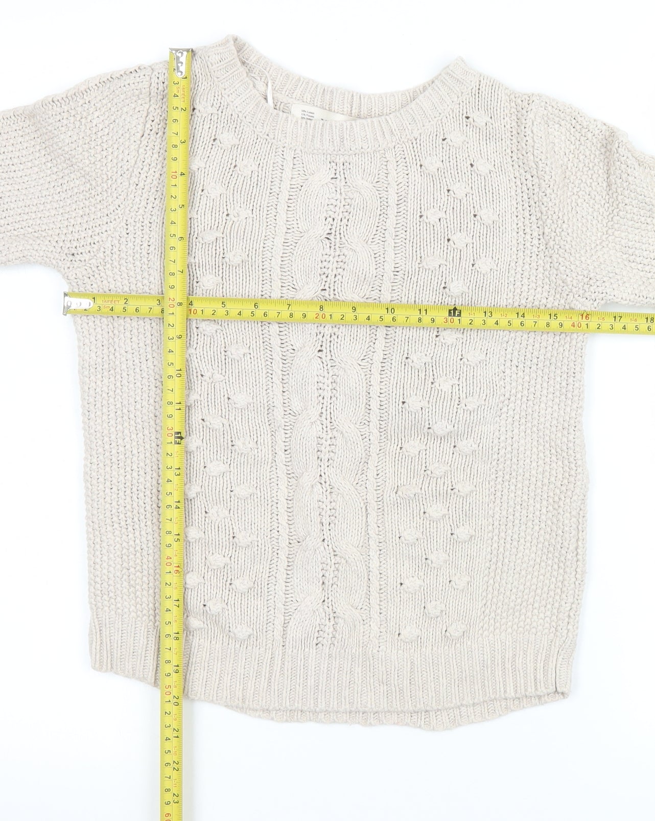 Womens UK Size 14 Zara Beige Pullover Jumper
