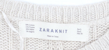 Womens UK Size 14 Zara Beige Pullover Jumper