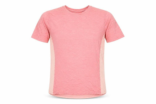 Front view of Dunnes men’s pink short sleeve activewear t-shirt, size M
