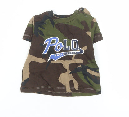 Ralph Lauren Unisex Baby Camouflage Cotton T-Shirt 3-6M Short Sleeve Crew Neck