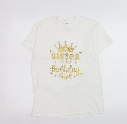 Womens UK Size S Gildan White Basic T-Shirt