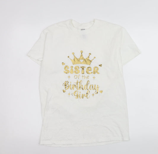 Womens UK Size S Gildan White Basic T-Shirt