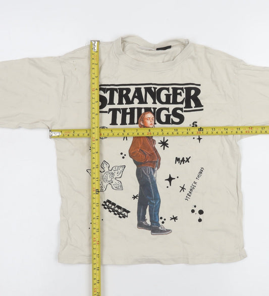 Girls UK Size 8-9 Years Zara Beige Pullover T-Shirt
