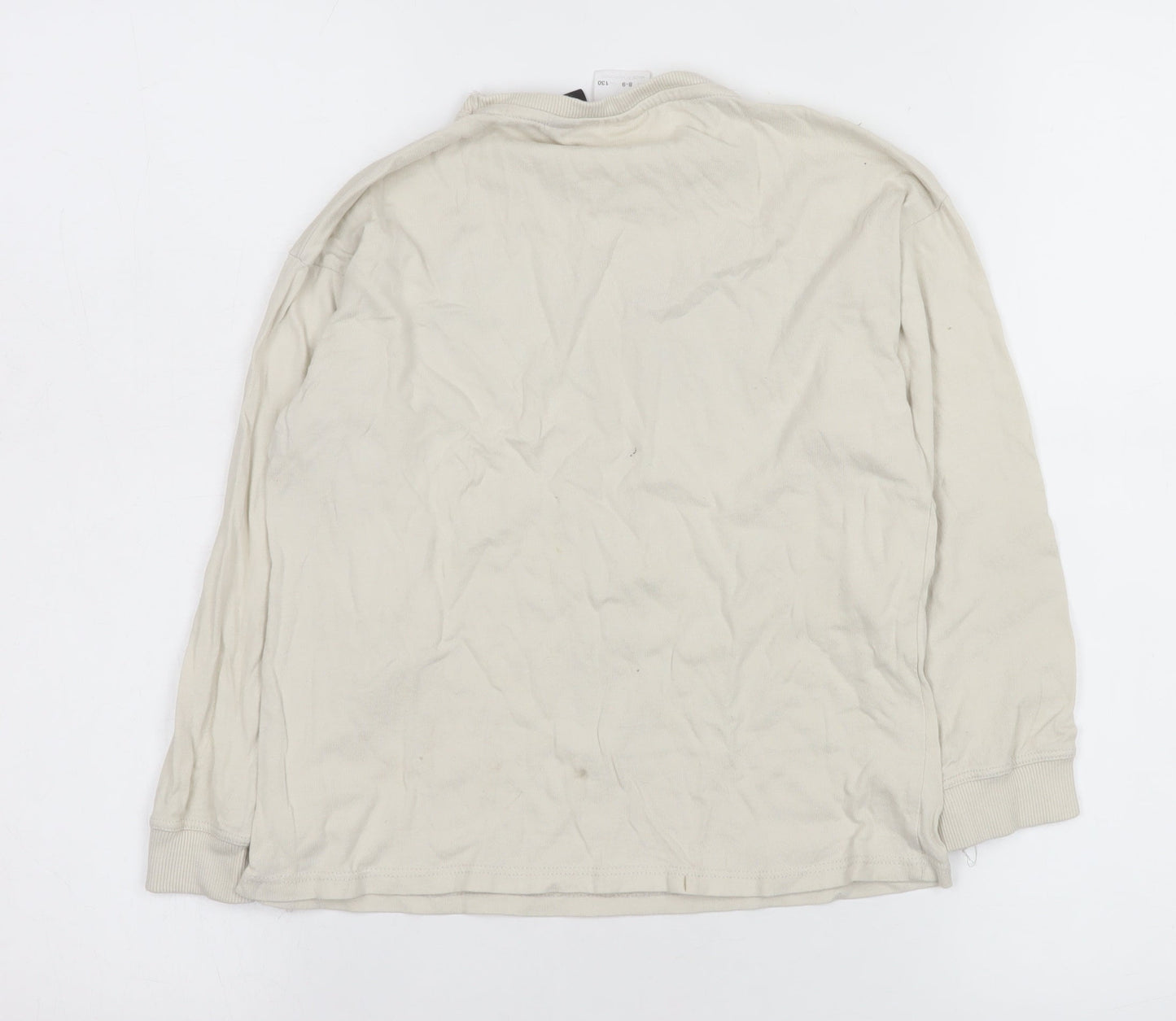 Girls UK Size 8-9 Years Zara Beige Pullover T-Shirt