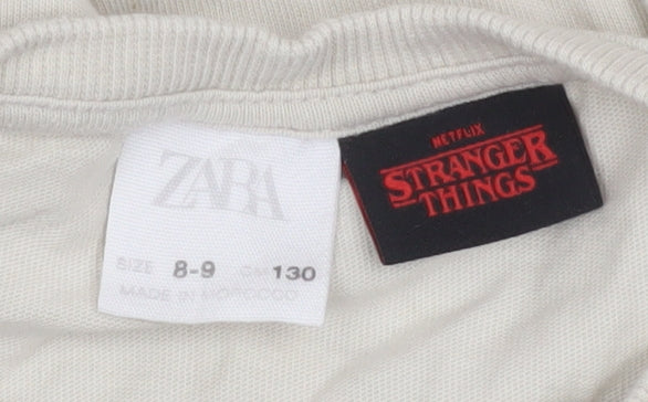 Girls UK Size 8-9 Years Zara Beige Pullover T-Shirt