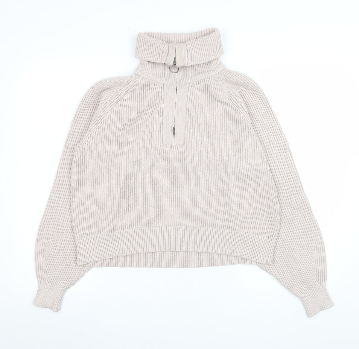 Mens UK Size S Pull&Bear Beige 1/2 Zip Sweatshirt