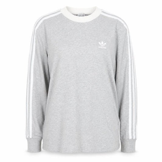 Front view of Adidas Women's Grey Long Sleeve Crew Neck Stretch T-Shirt UK 8