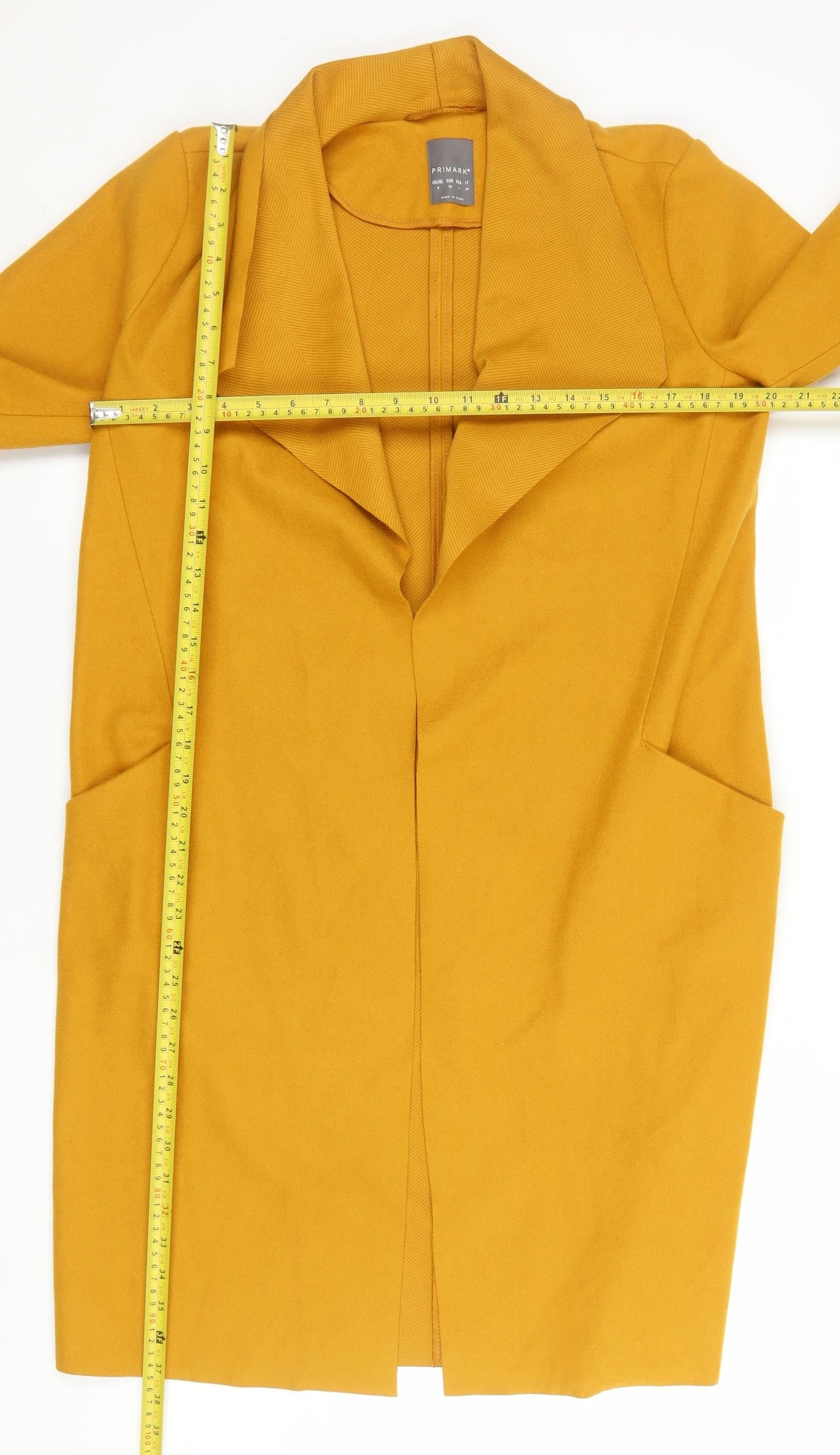 Womens UK Size 8 Primark Yellow Overcoat