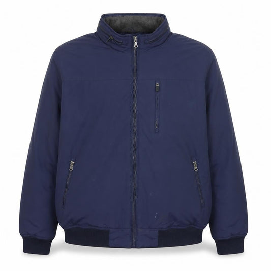 St Bernard Men’s Blue Nylon Bomber Jacket XL Full Zip Casual
