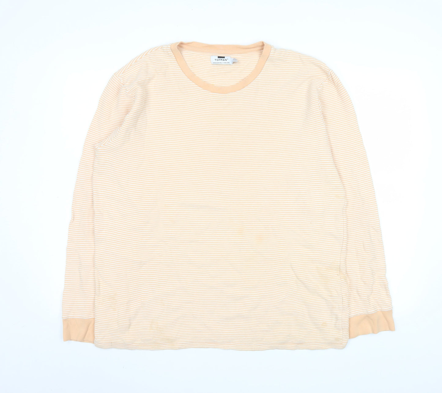 Topman Men's Beige Striped Long Sleeve XL Cotton Casual Shirt